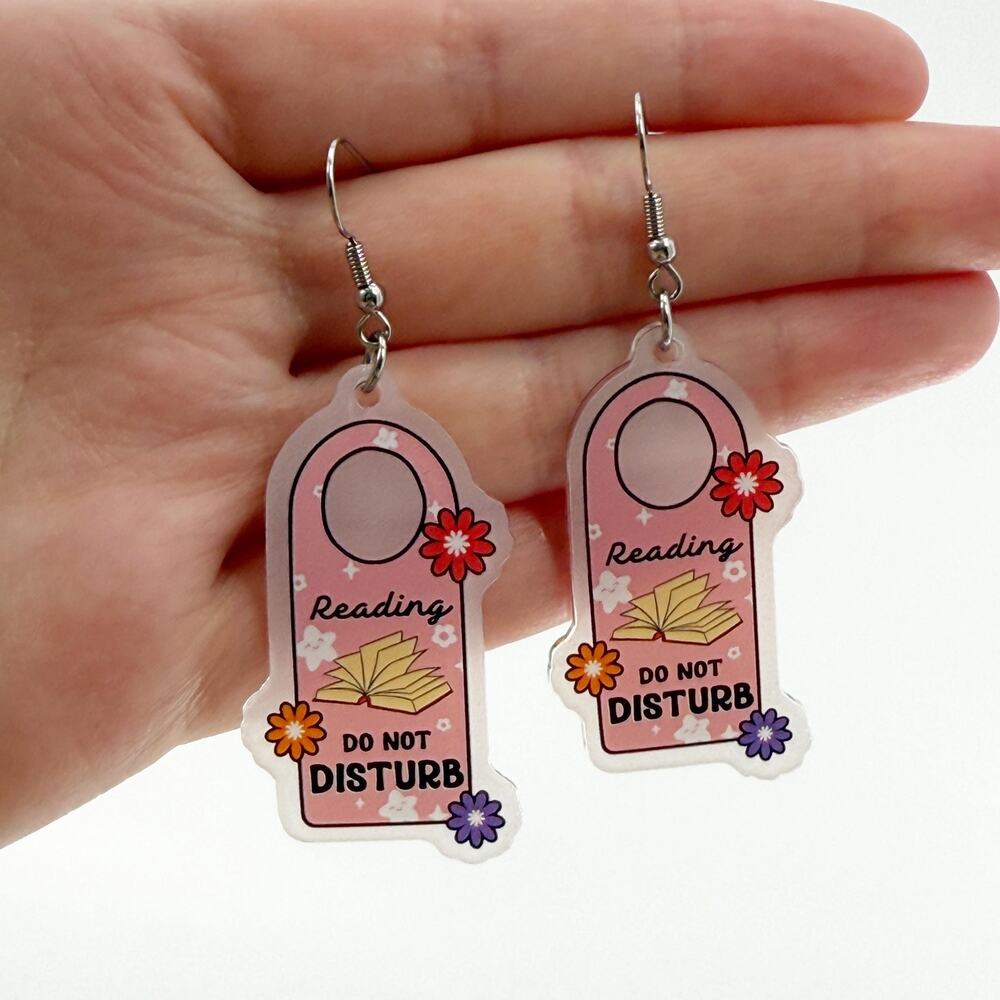 Reading Do Not Disturb Earrings, Book Lover Earrings Literary Girl Gift